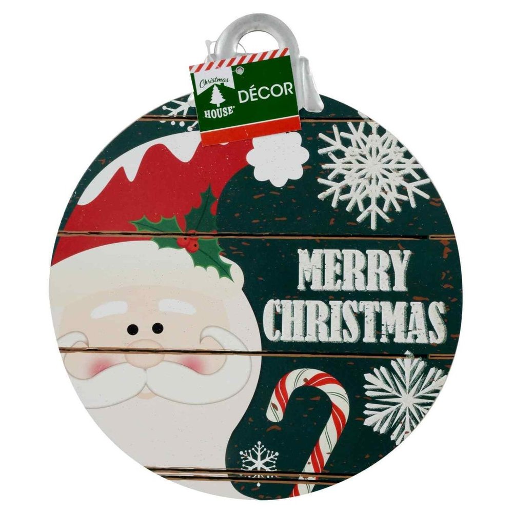 Ornament-Shaped Merry Christmas Santa Sign